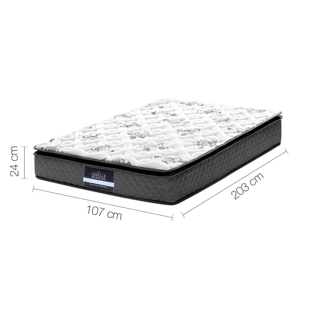 Rocco King Single Mattress Pillow Top 24cm Medium Firm
