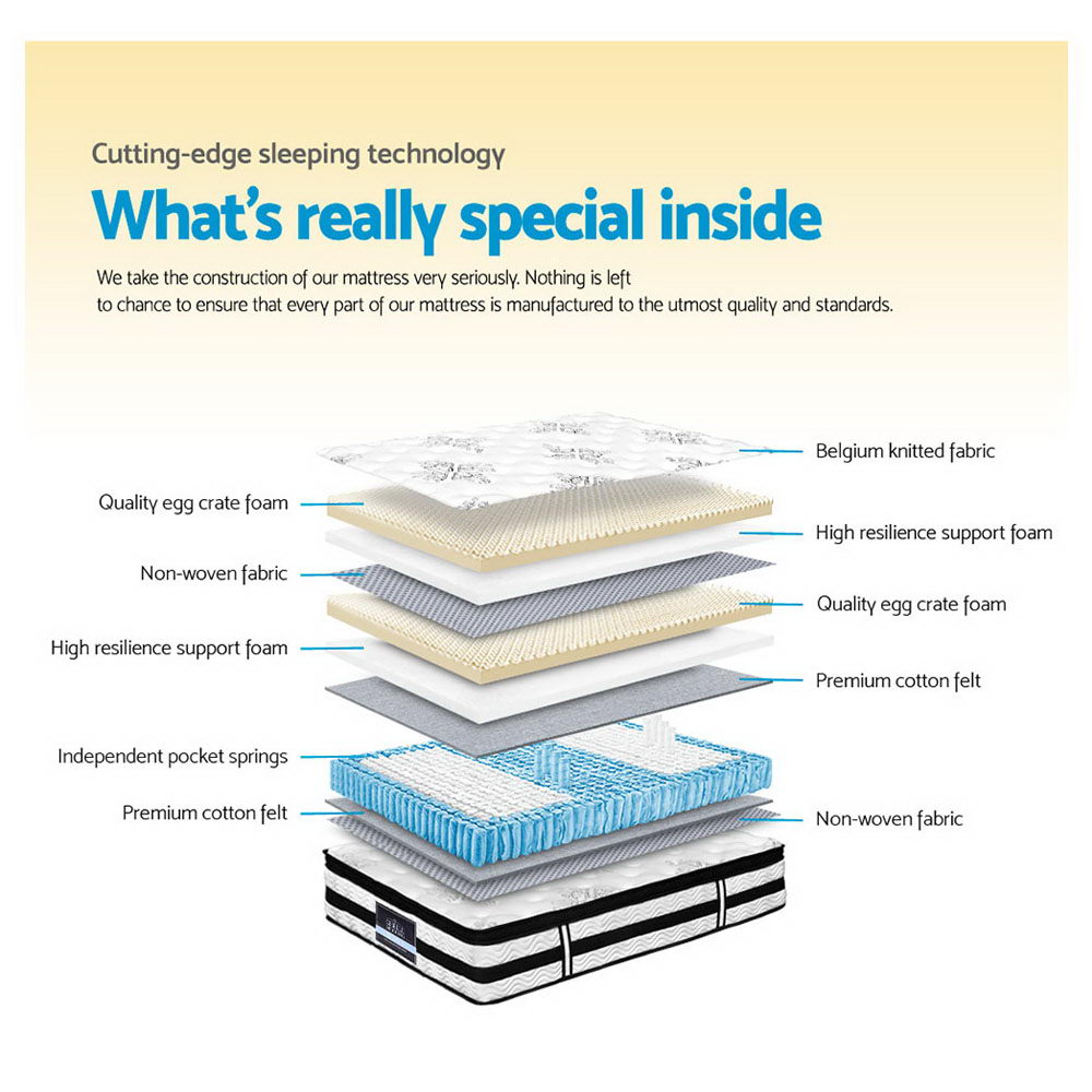 Algarve Queen Mattress Euro Top Pocket Spring 34cm