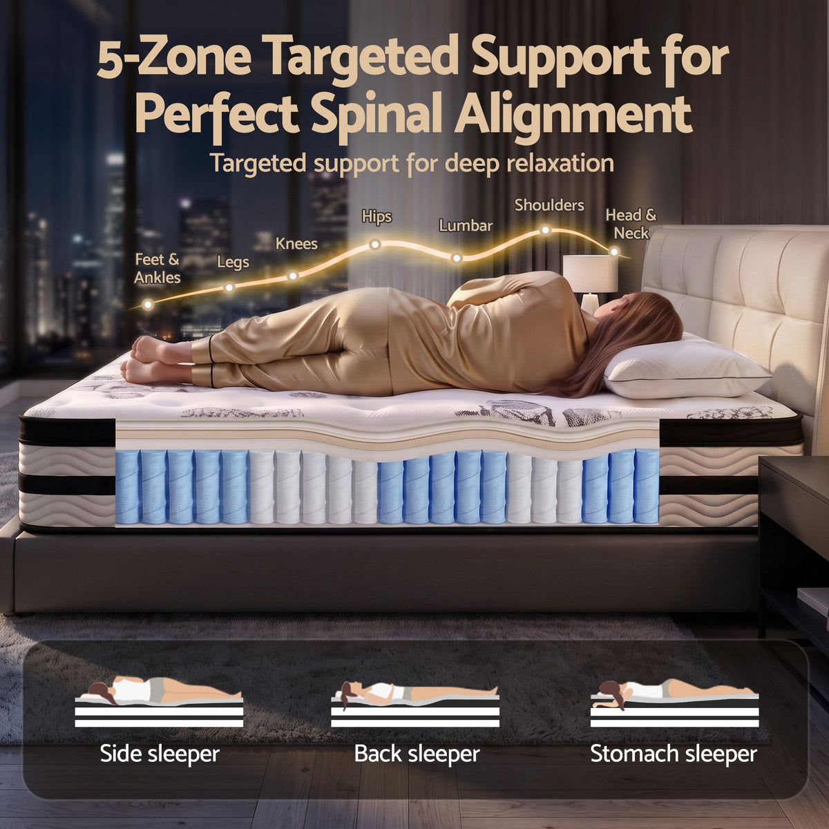 Algarve Single Euro Top Pocket Spring Mattress 34cm