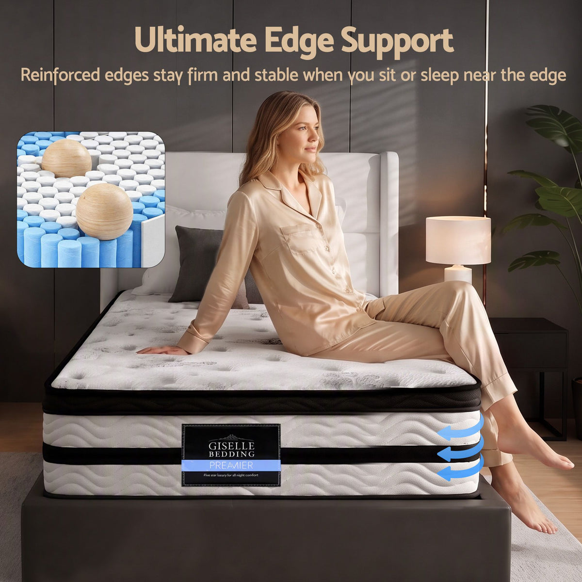 Algarve Single Euro Top Pocket Spring Mattress 34cm