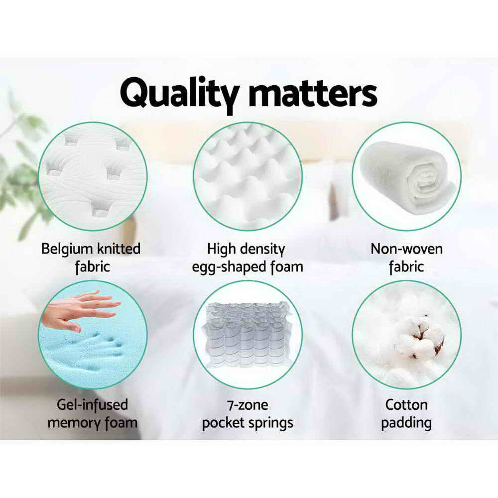 Franky King Mattress 34cm Cool Gel Memory Foam 7-Zone
