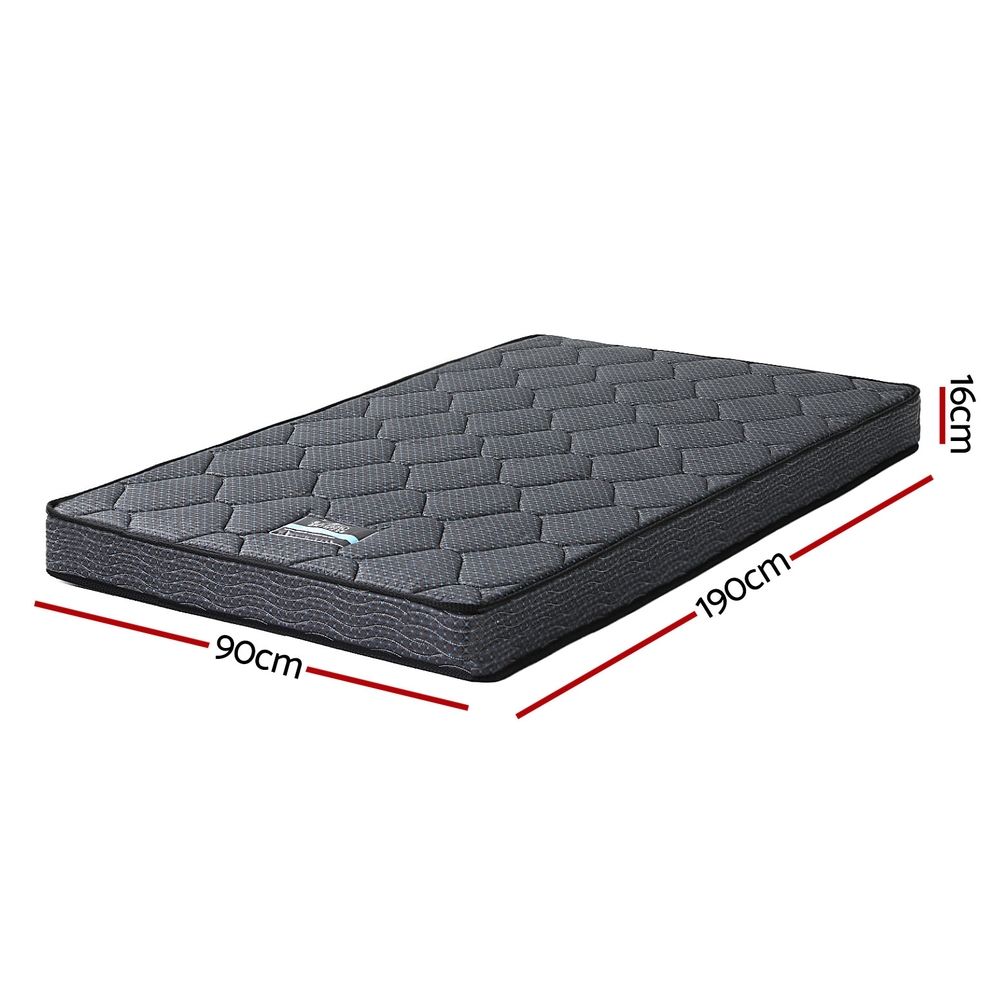 Serena Single Mattress 16cm Bonnell Spring Medium Firm Tight Top