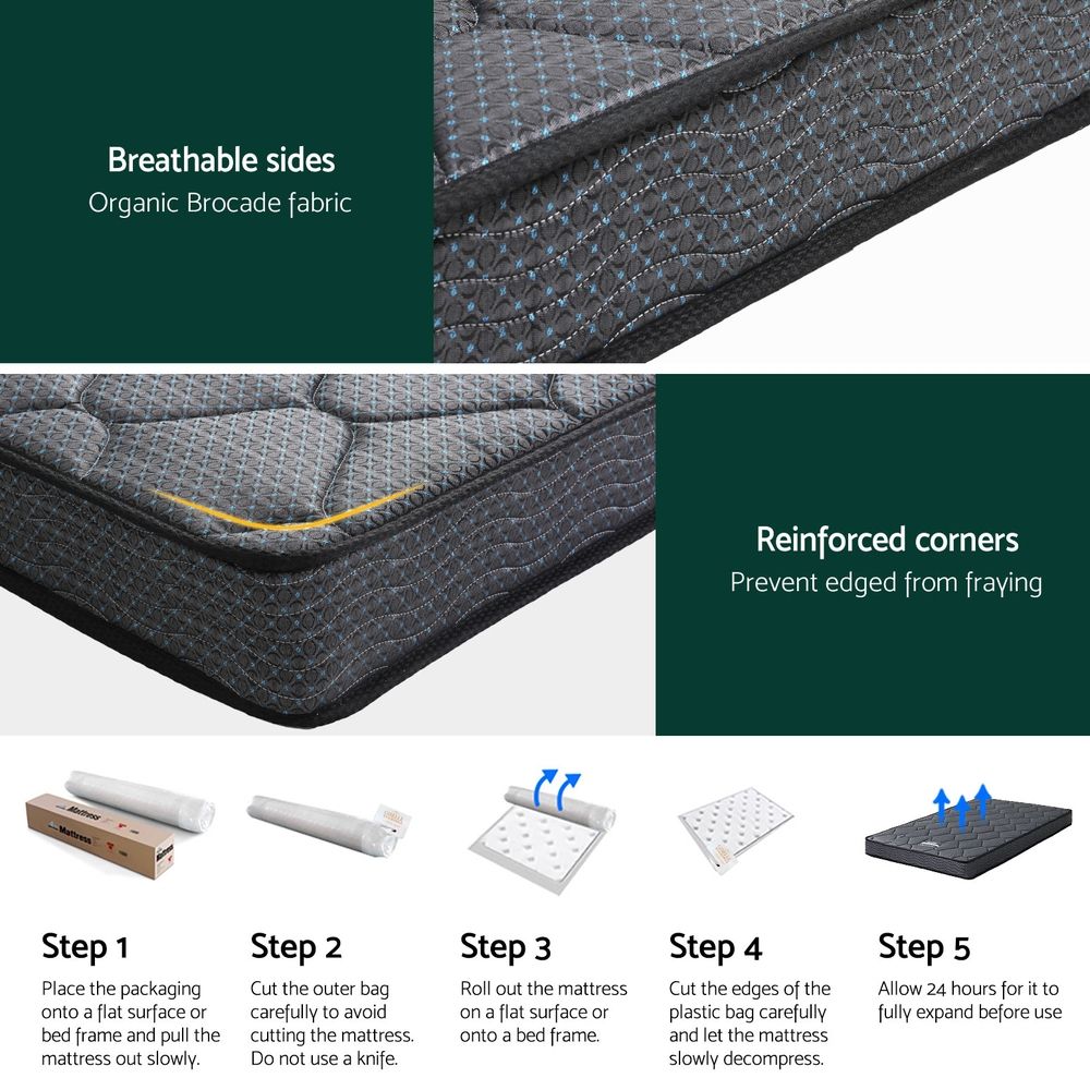 Serena Single Mattress 16cm Bonnell Spring Medium Firm Tight Top