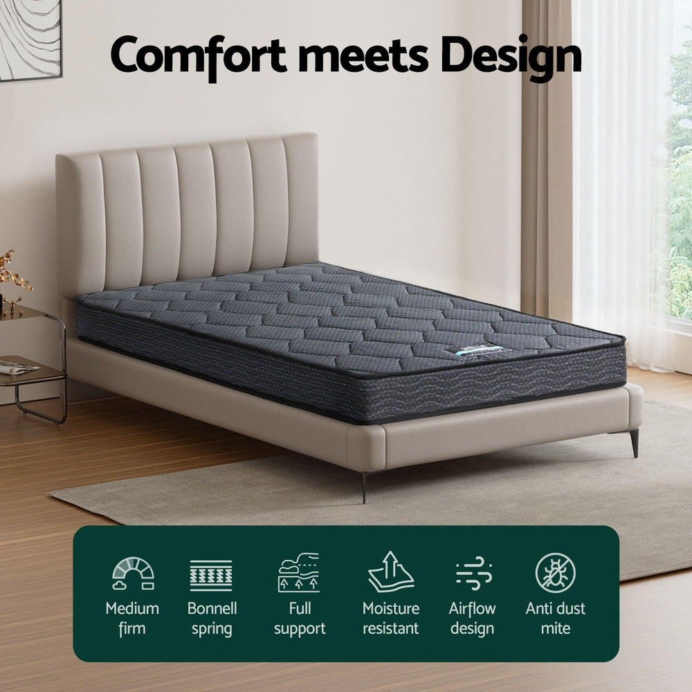 Serena 16cm Single Mattress Medium-Firm Bonnell Spring Grey