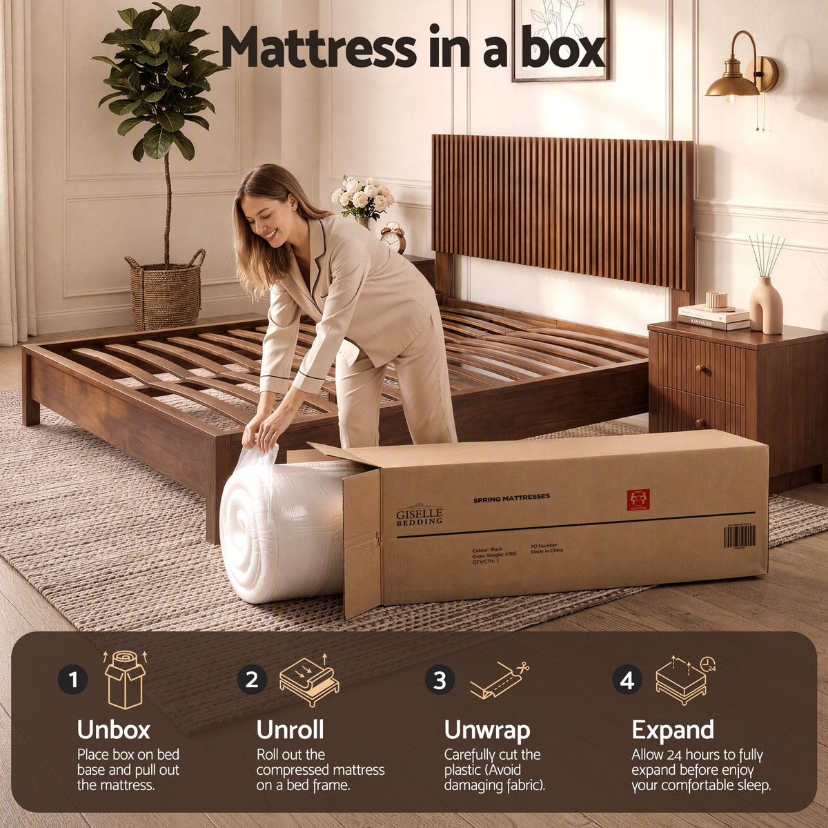 Giselle 25cm King Hybrid Mattress Soft Knitted Fabric Edge Support Gel Foam