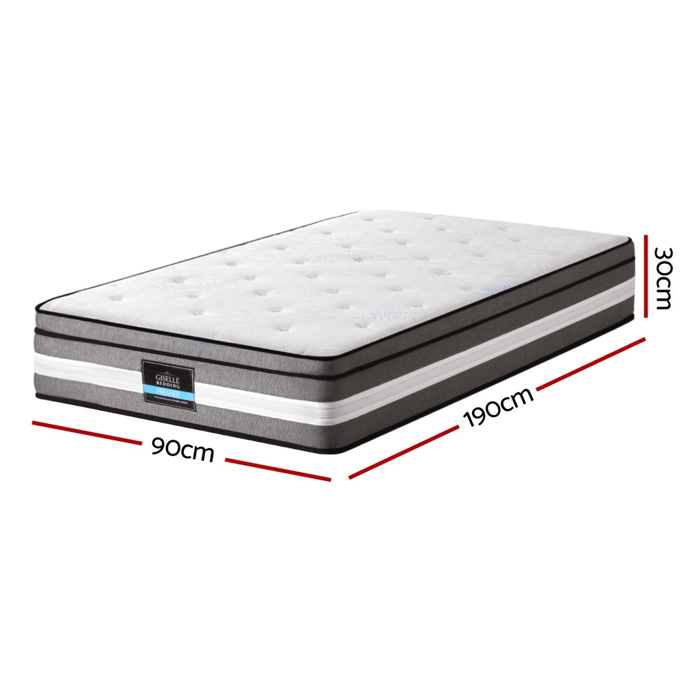 LVORY Single Mattress 30cm Gel Foam Pocket Spring