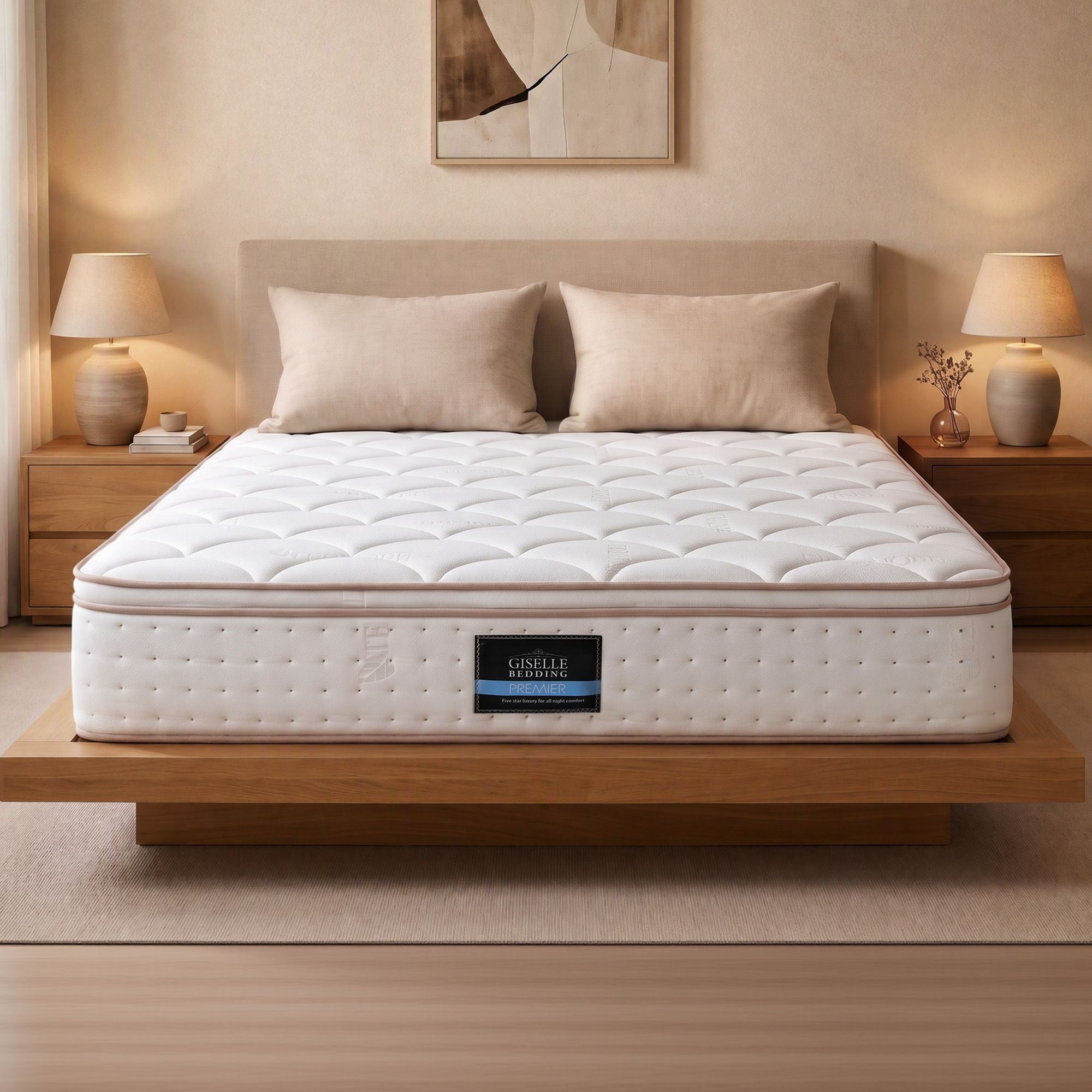 Giselle 30cm King Spring Mattress Tencel Cover 5-Zone Firm Back Support