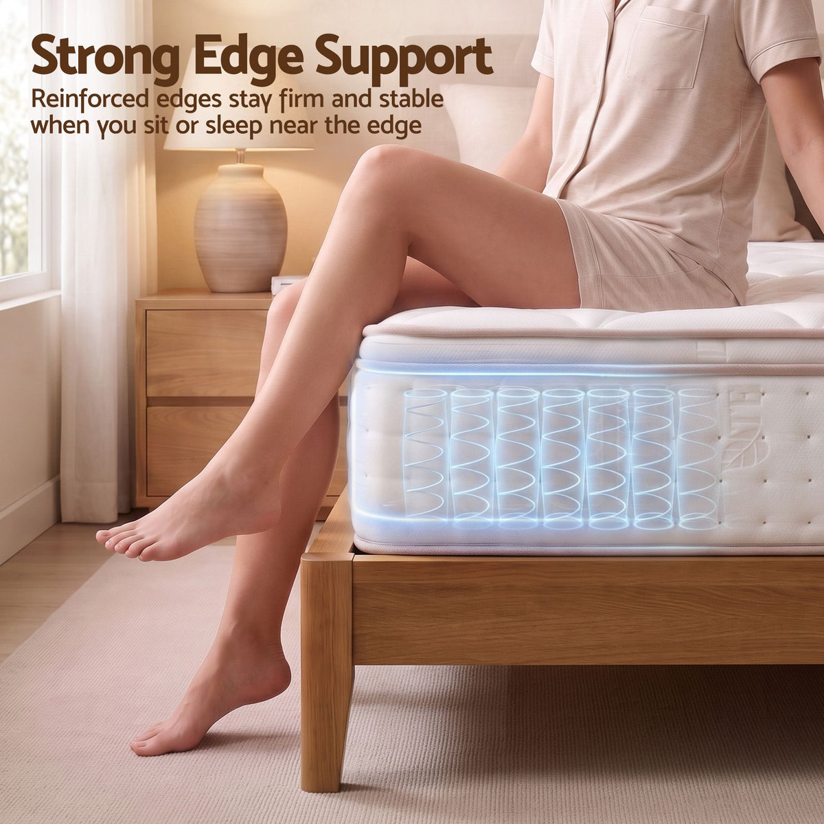 Giselle 30cm Single Spring Mattress Tencel Cover 5-Zone Firm Back Support