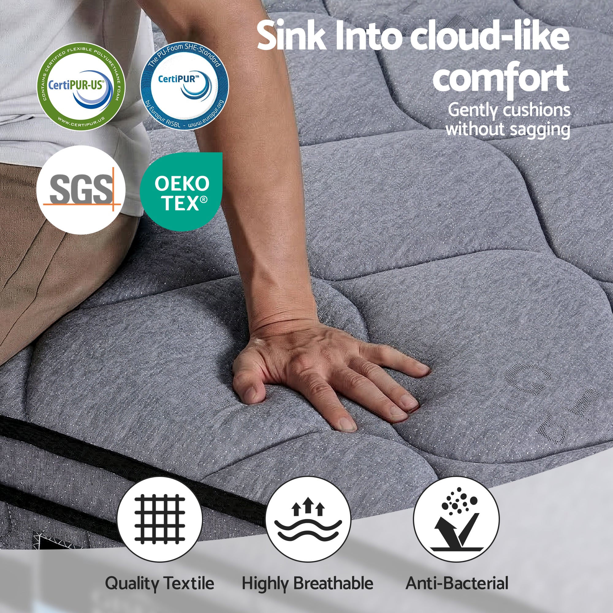 Giselle Bedding 34cm Single Mattress Hybrid, Pocket Spring Bed Mattress