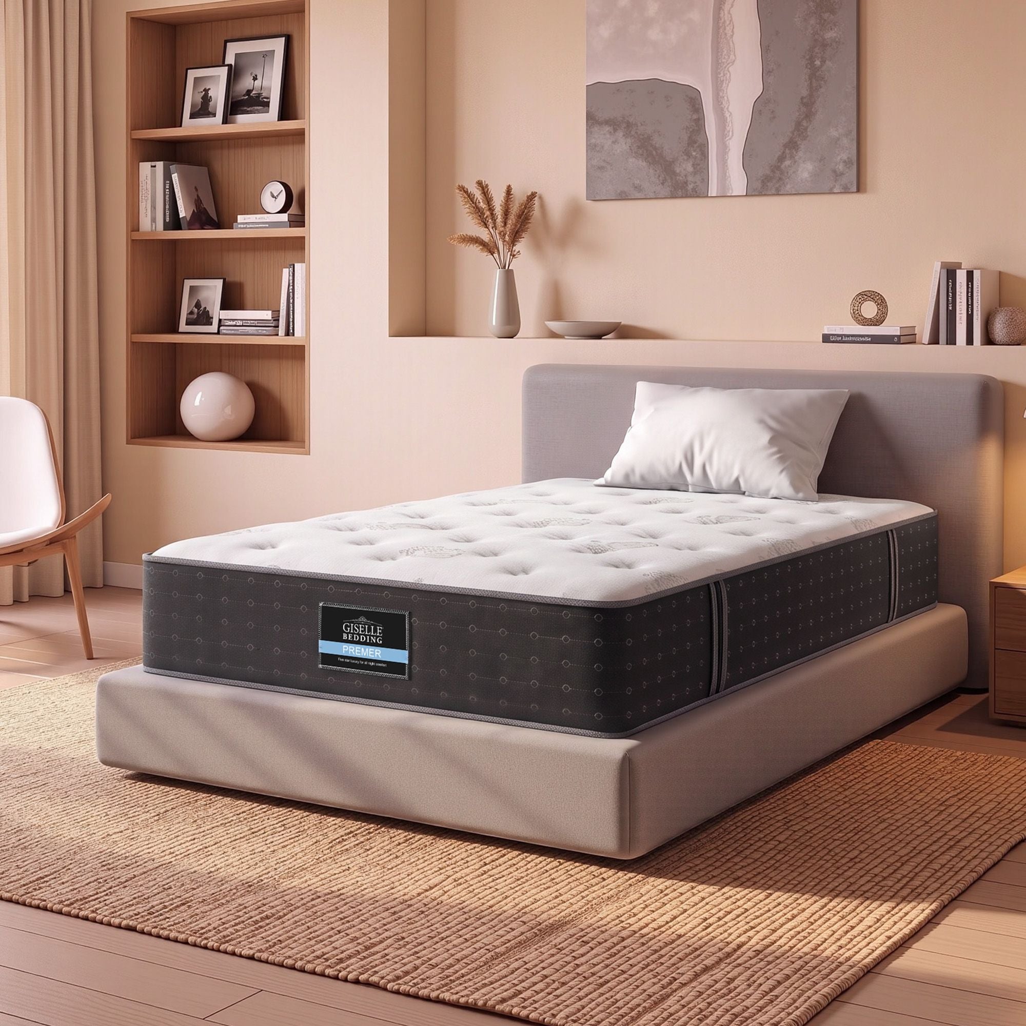 Giselle King Single Reversible Spring Mattress Cashmere Cover Gel Foam Firm 35cm