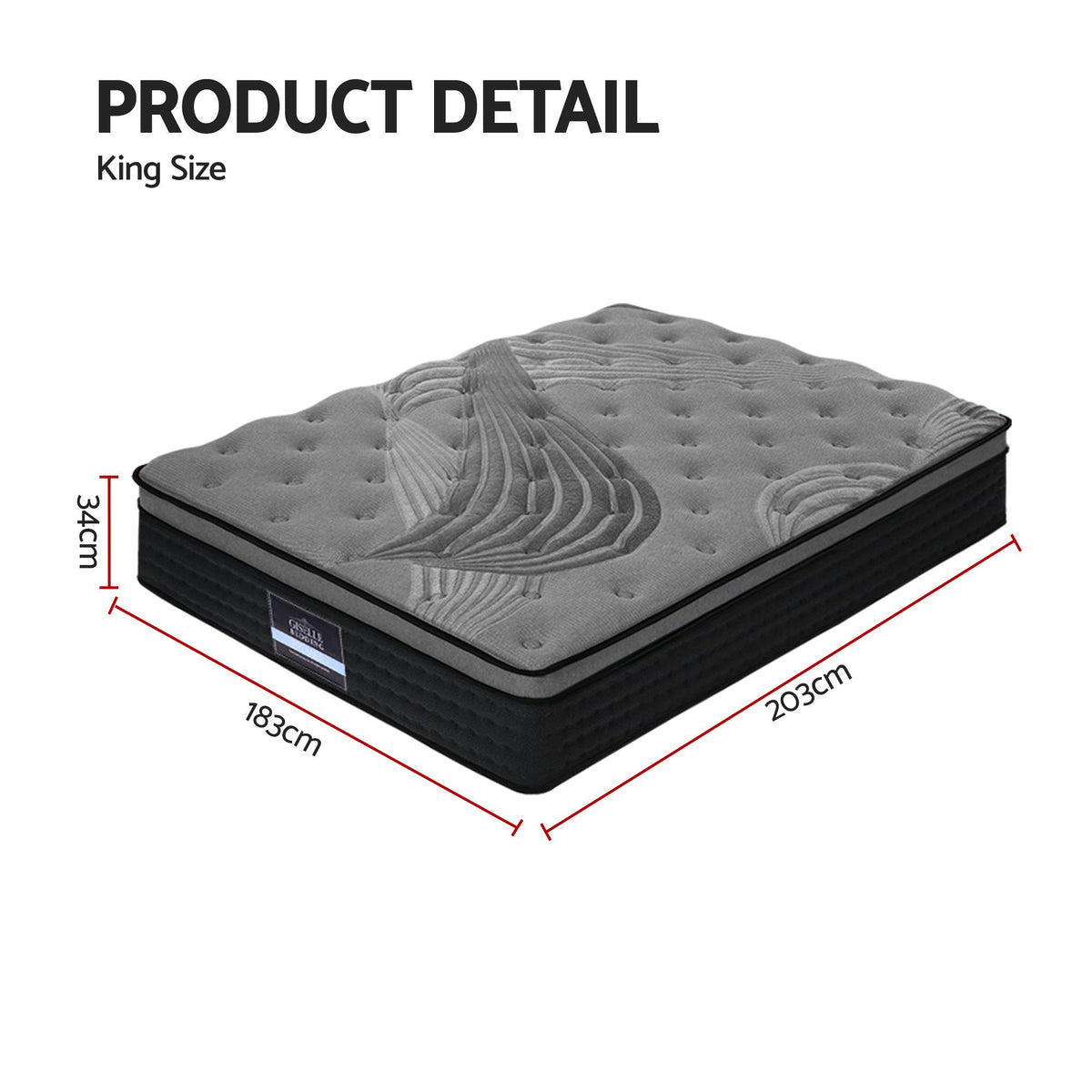 Alanya King Mattress 34cm Charcoal Pocket Spring
