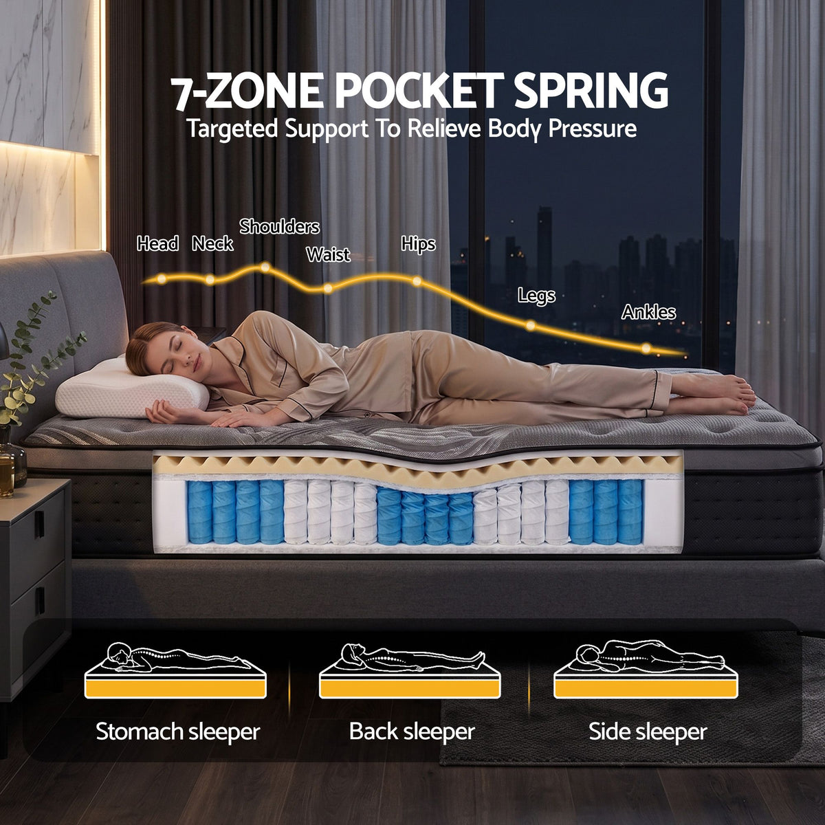 Alanya King Mattress 34cm Charcoal Pocket Spring