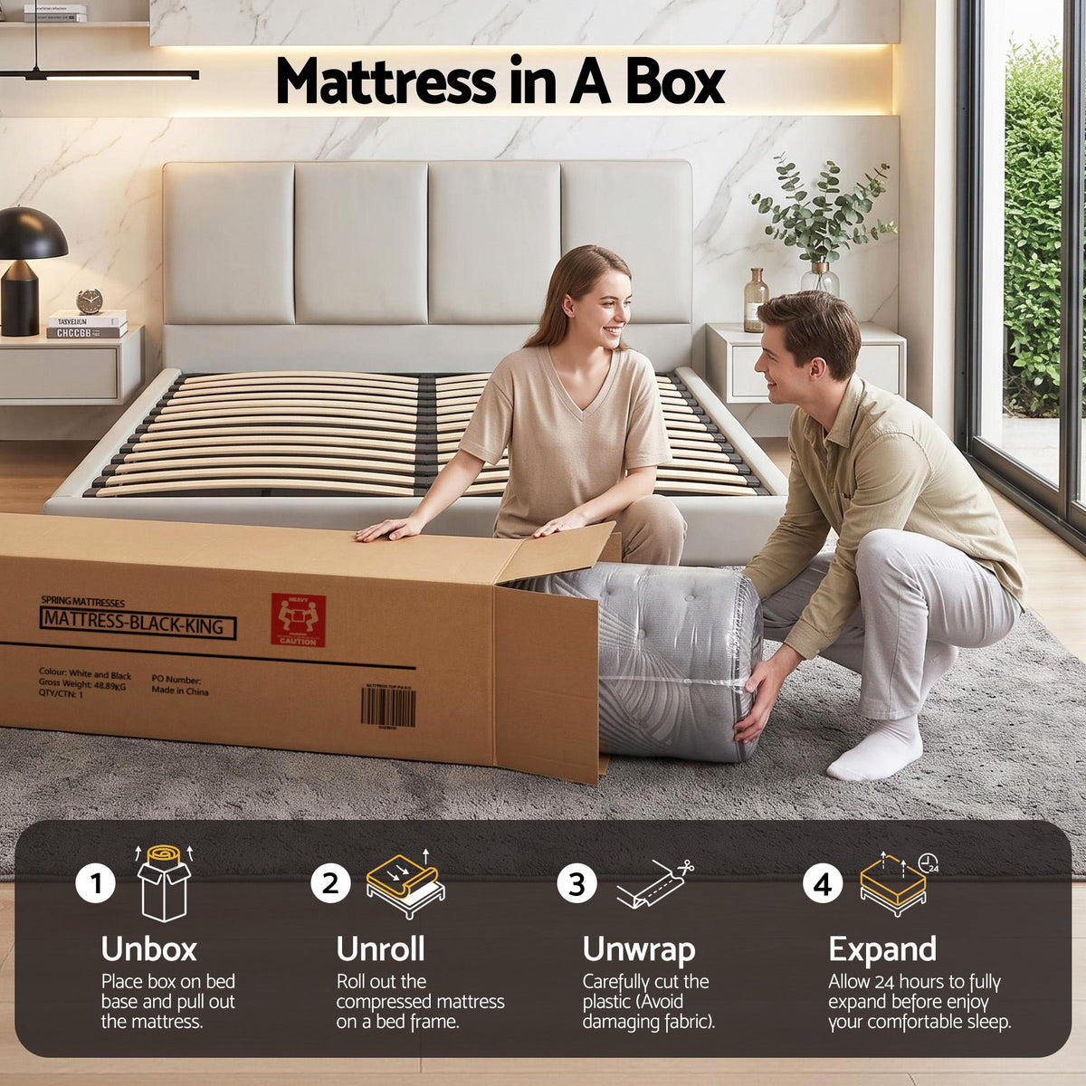 Alanya King Mattress 34cm Charcoal Pocket Spring