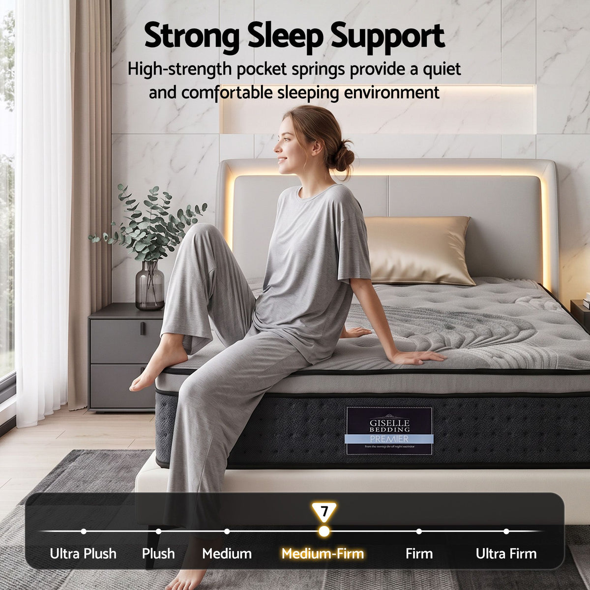 Alanya 34cm King Single Euro Top Mattress with Bamboo Cover