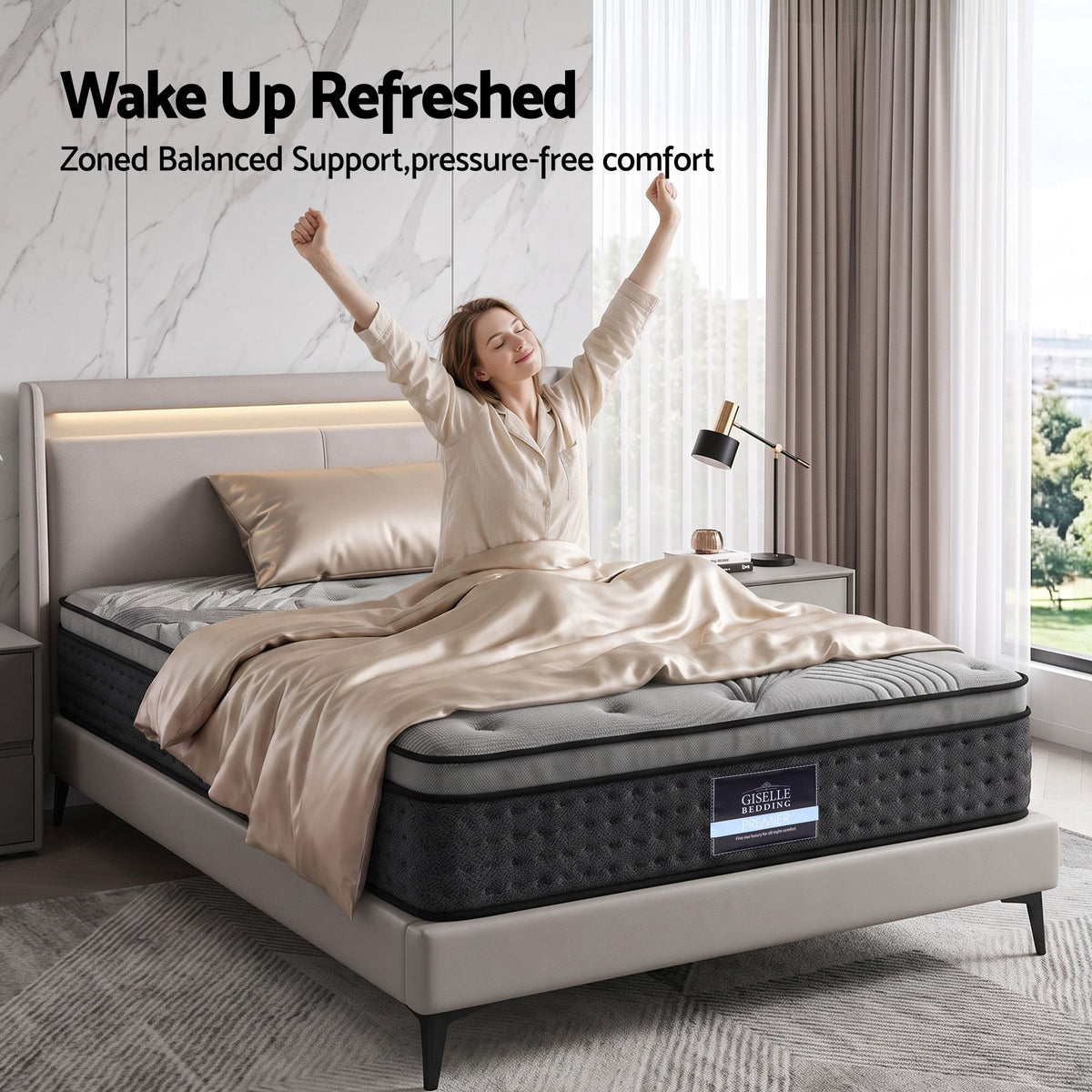 Alanya 34cm King Single Euro Top Mattress with Bamboo Cover