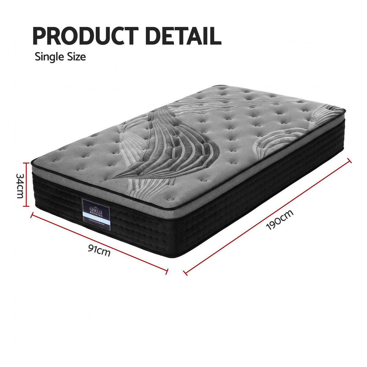 Alanya Single Euro Top Mattress 34cm Bamboo Cover