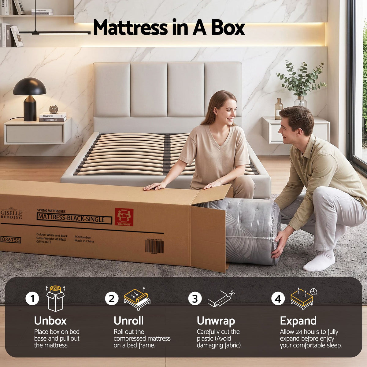 Alanya Single Euro Top Mattress 34cm Bamboo Cover