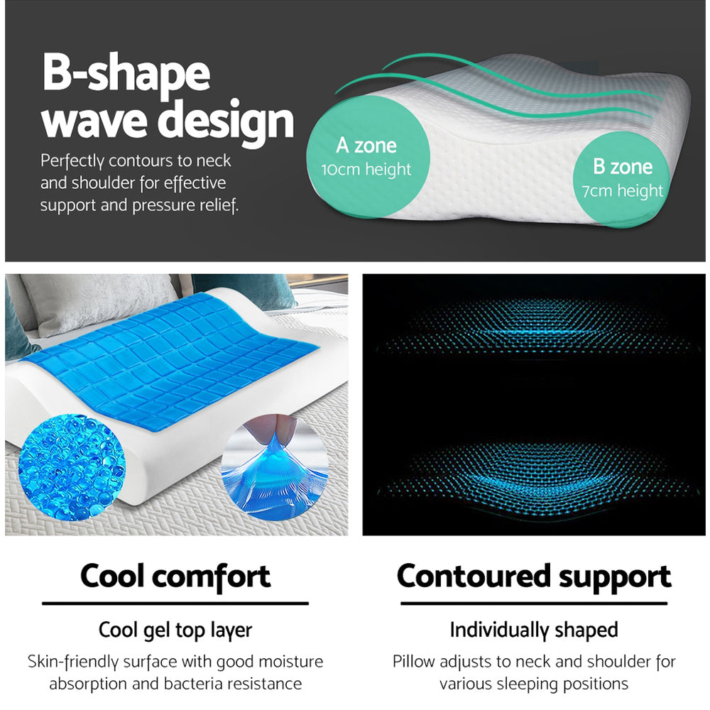 Giselle Twin Pack Contour Pillows Cool Gel Memory Foam