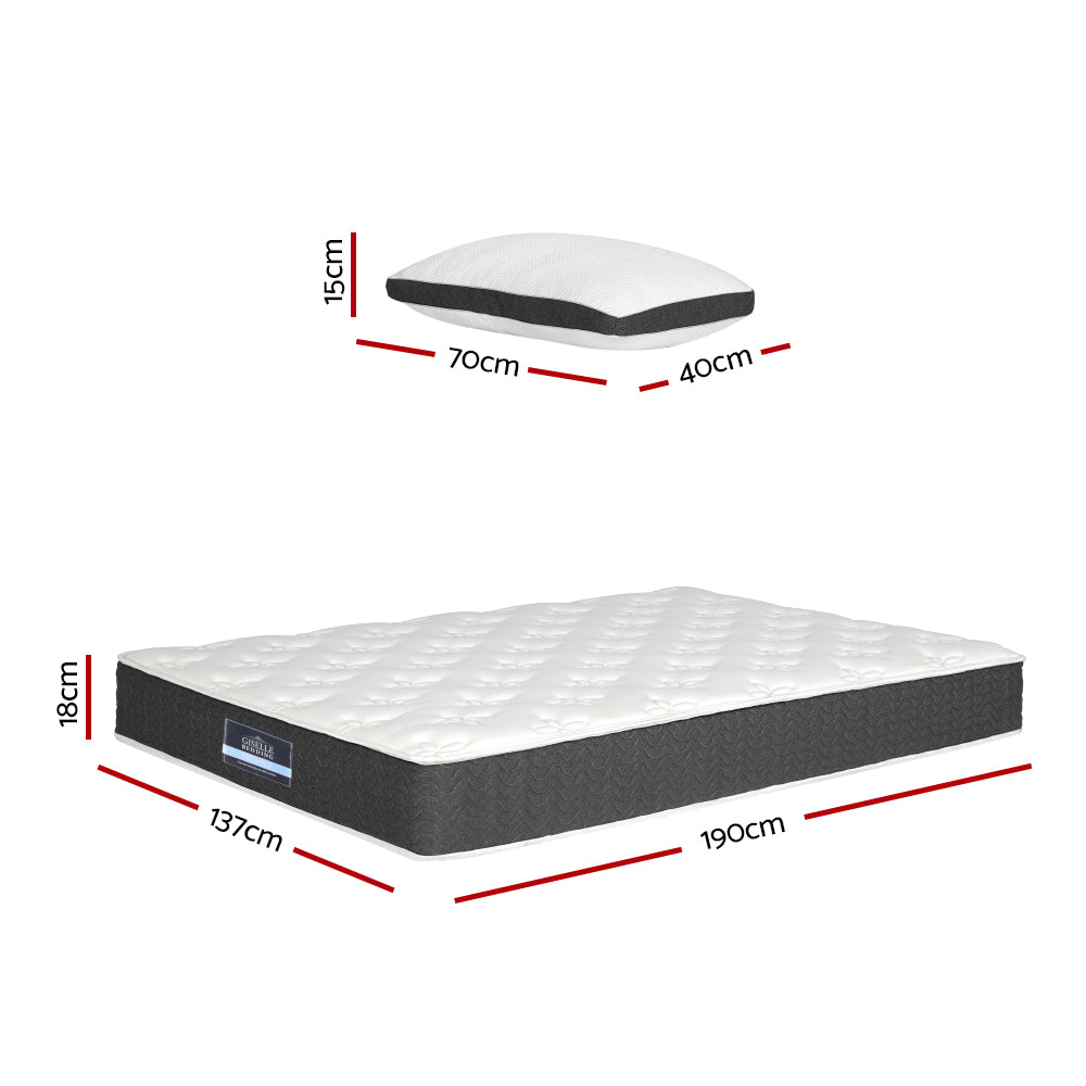 Aura Double Mattress Medium Soft 18cm w/Pillows