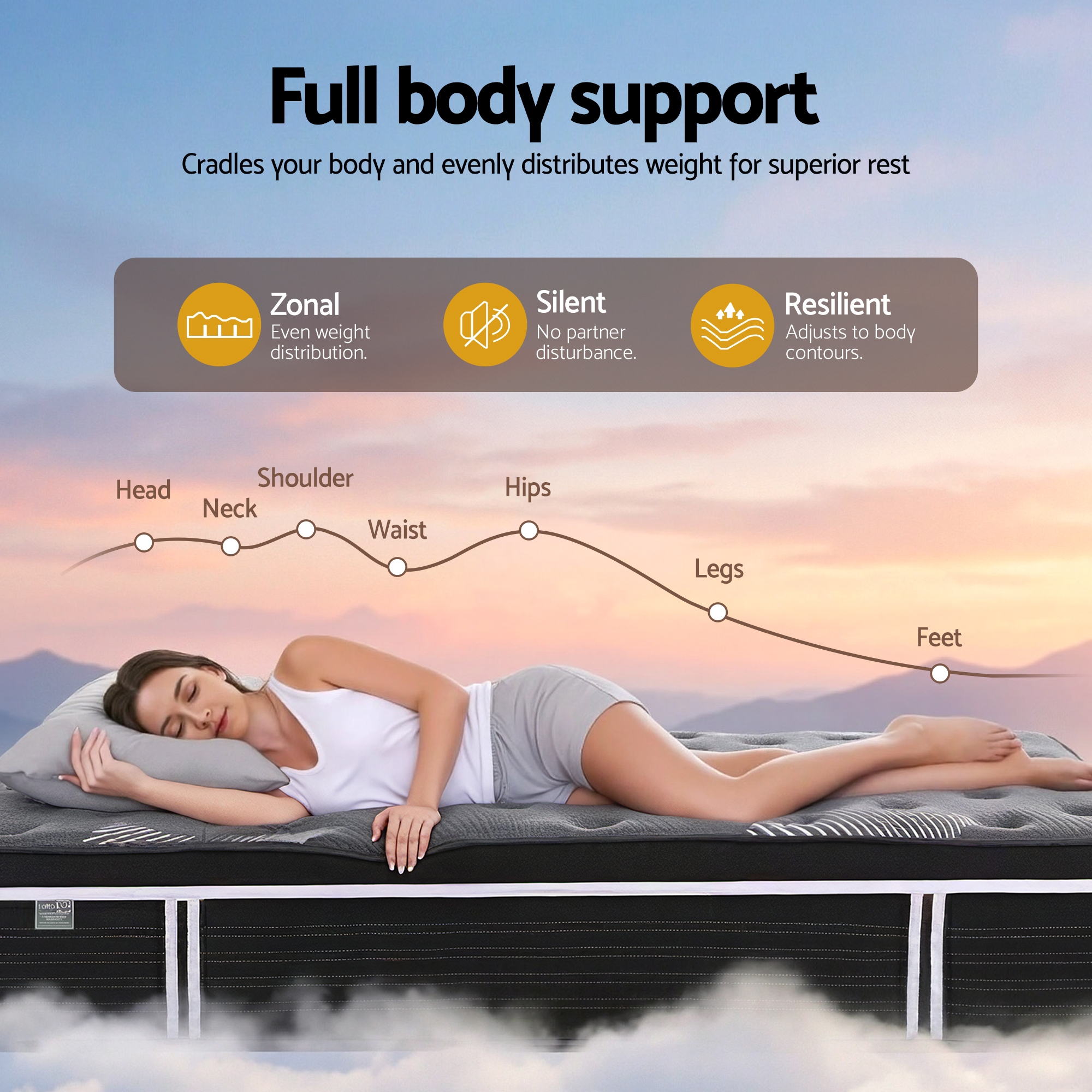 Giselle Bedding 35cm Mattress Graphene Memory Foam Medium Firm Euro Top Mattresses King Single