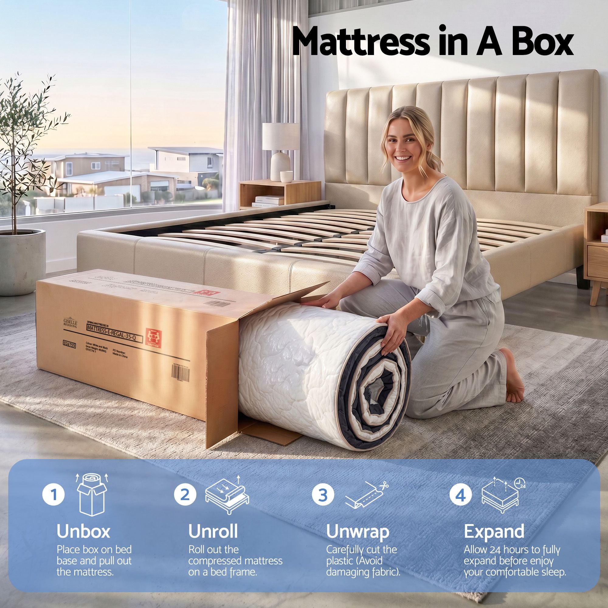 Giselle 35cm King Mattress Firm with Copper Memory Foam and Edge Support