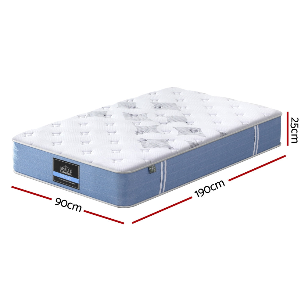 Snow Series 25cm Single Mattress Pocket Spring Medium Firm