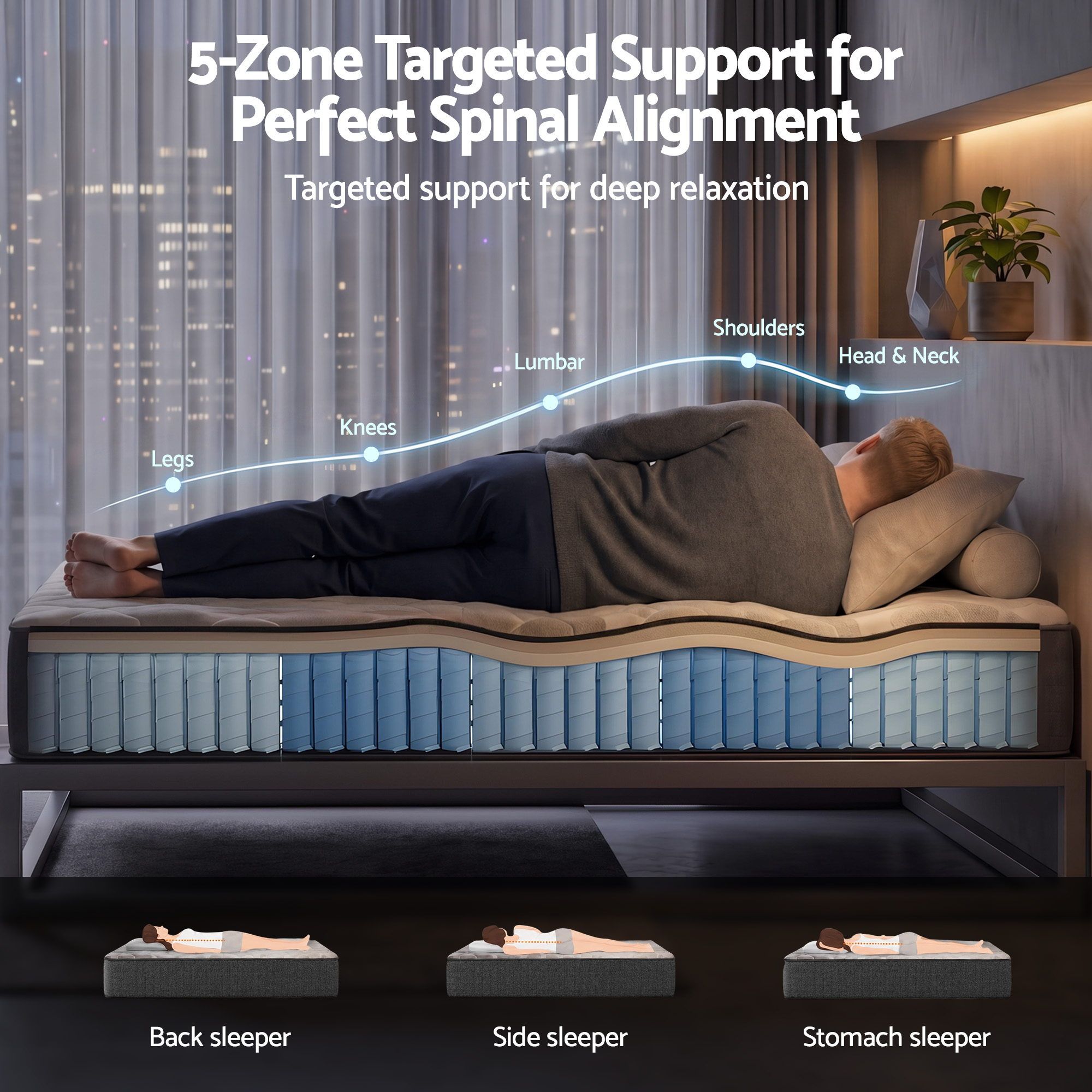 Giselle 30cm Single Mattress with Edge Support and 5-Zone Comfort