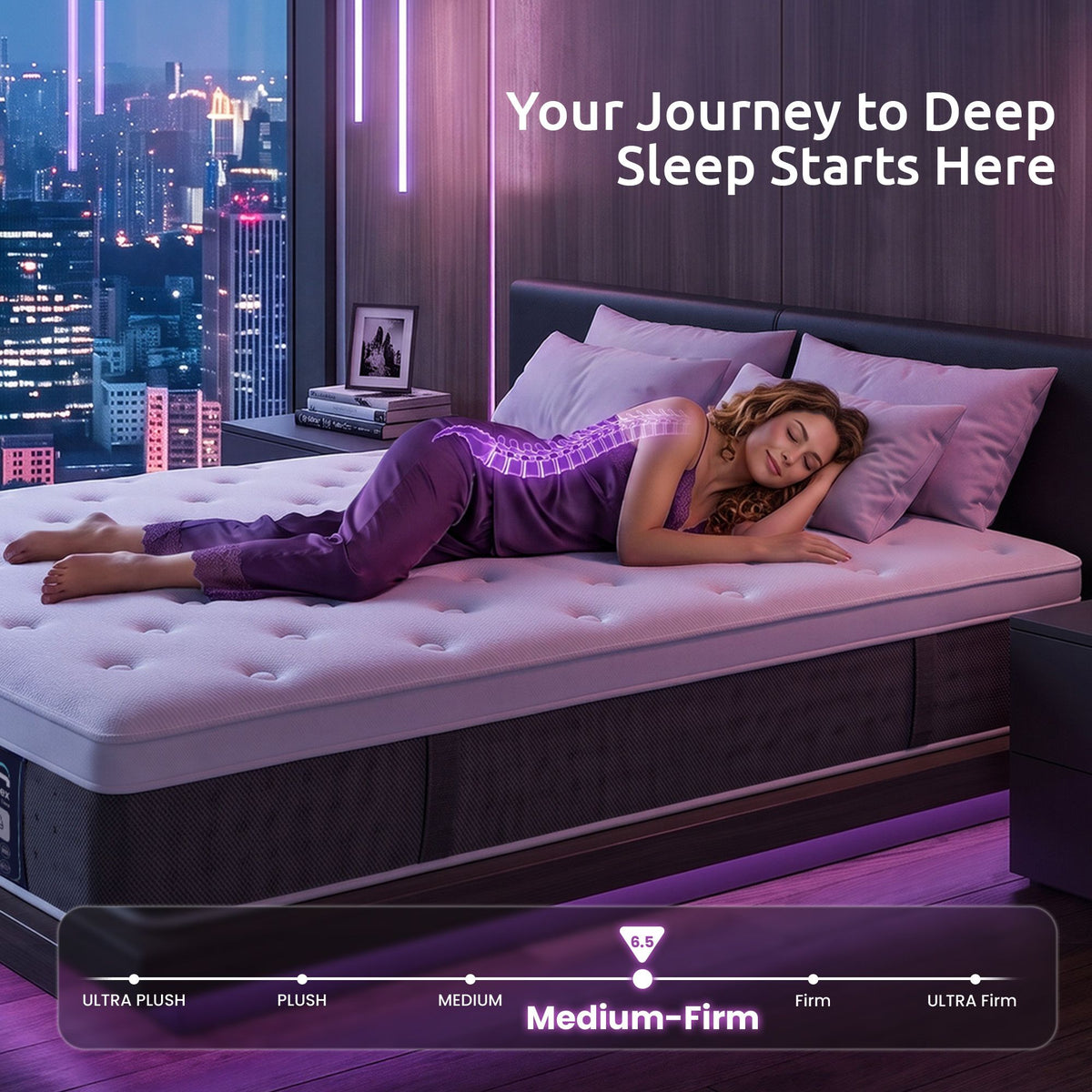 Levitex Double Mattress Lumbar Support, 5-Zone Pocket Springs & 2-Row Hardened Edges for Deep Sleep, Cooling Gel Memory & Egg-Crate Foam