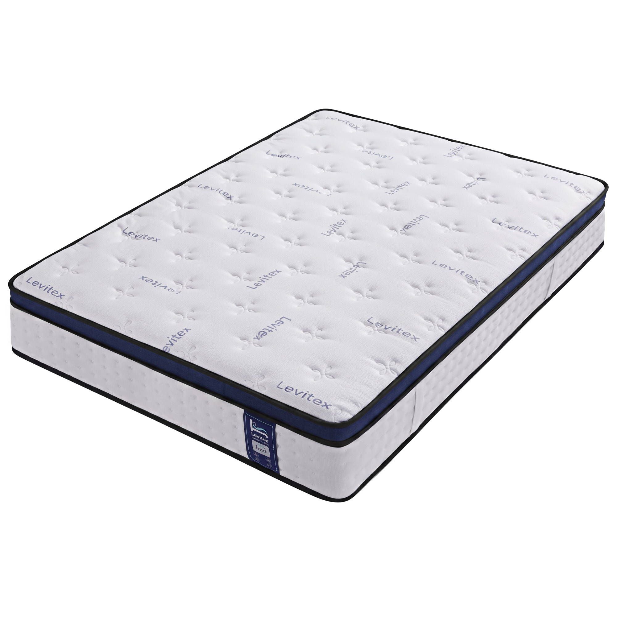 Levitex 35CM Double Mattresses Gel Memory Foam and 7-Zone Ergonomic Pocket Spring, Anti-Roll Dual-Row Edge, Undisturbed Deep Sleep For Restless Couples, Triple Cooling System
