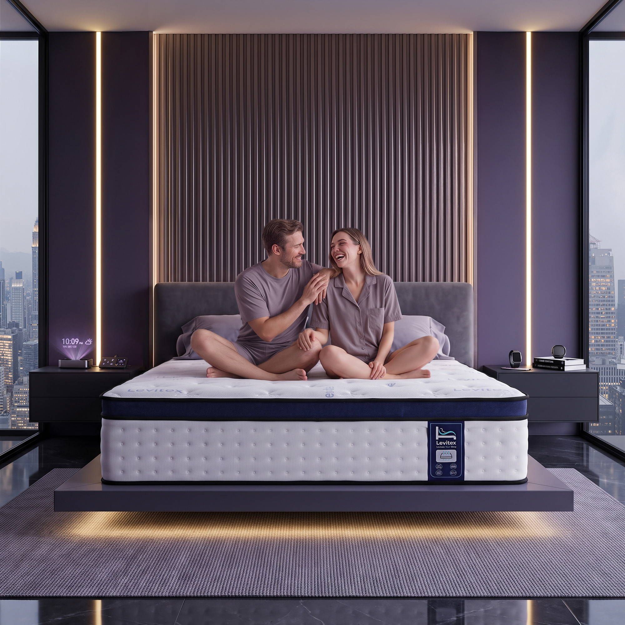 Levitex 35CM King Mattresses Gel Memory Foam and 7-Zone Ergonomic Pocket Spring, Anti-Roll Dual-Row Edge, Undisturbed Deep Sleep For Restless Couples, Triple Cooling System