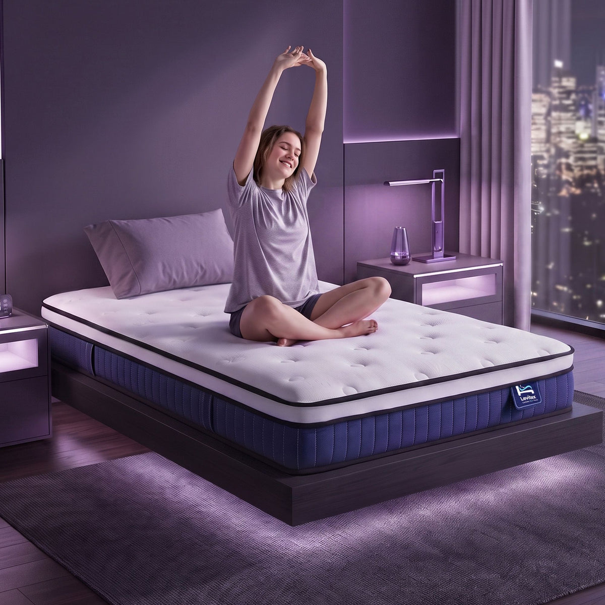Levitex Single Mattress 23CM With Pocket Spring & Cooling Gel Foam, Medium-Firm Full-Body Support, Mattresses In A Box