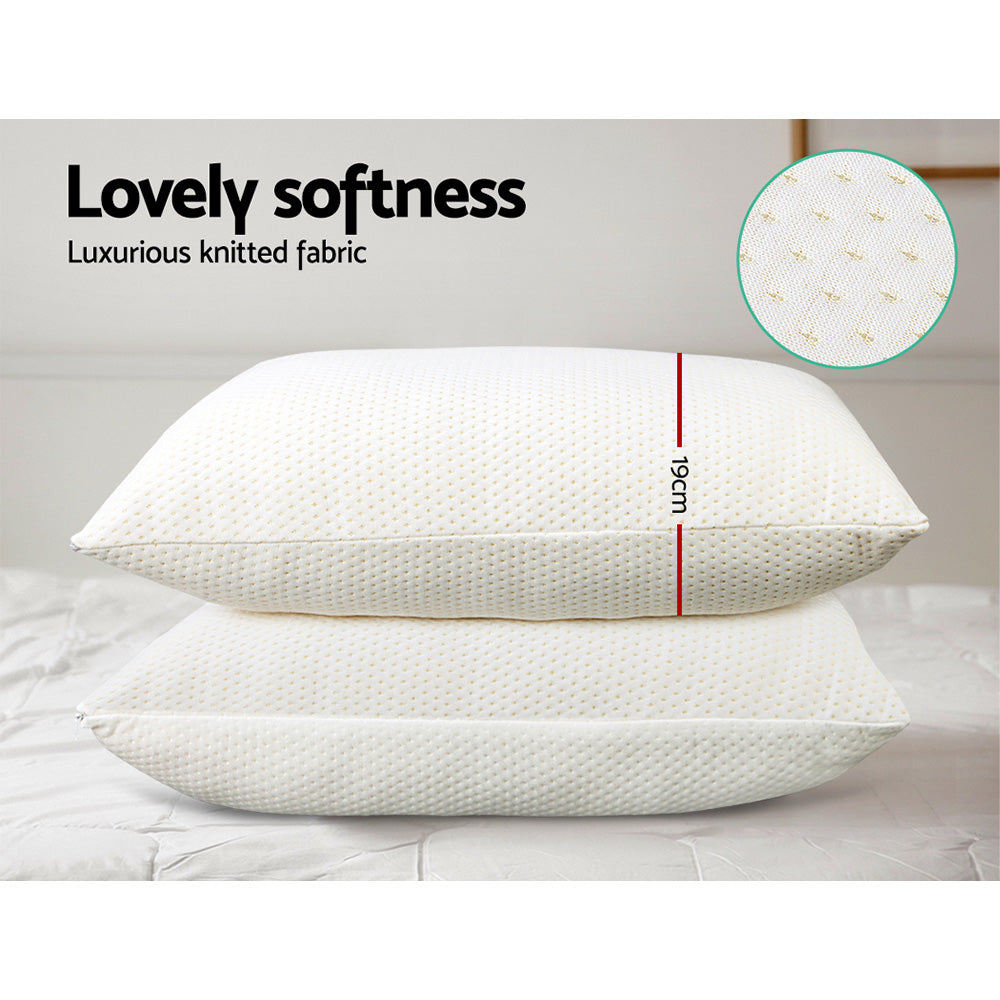 Giselle Twin Pack Memory Foam Pillows 19cm Thick