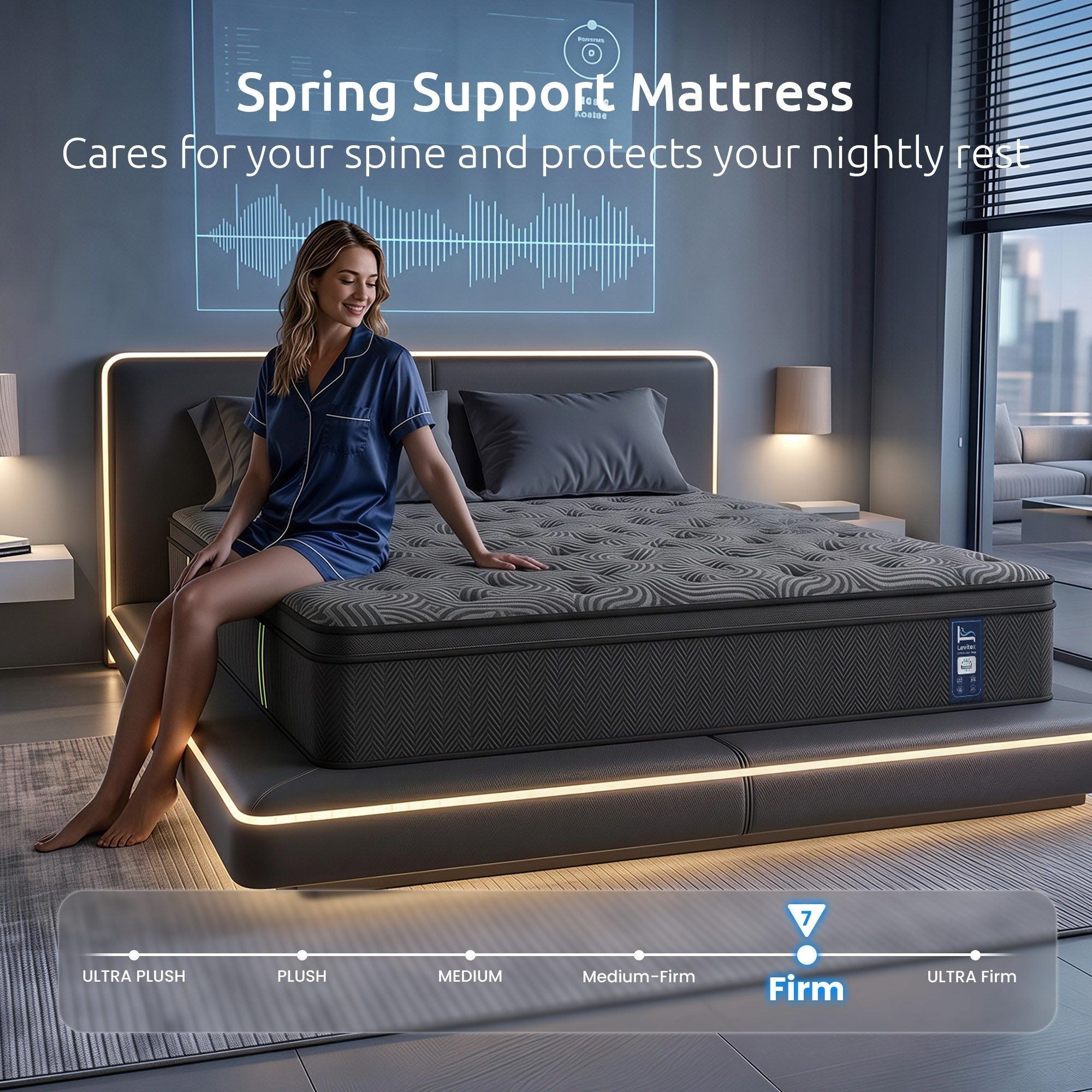 Levitex King Mattress 34 cm 5-Zone Pressure Relief Pocket Spring with Reinforced Edge Support & Breathable Gel Memory Foam Hybrid Mattress