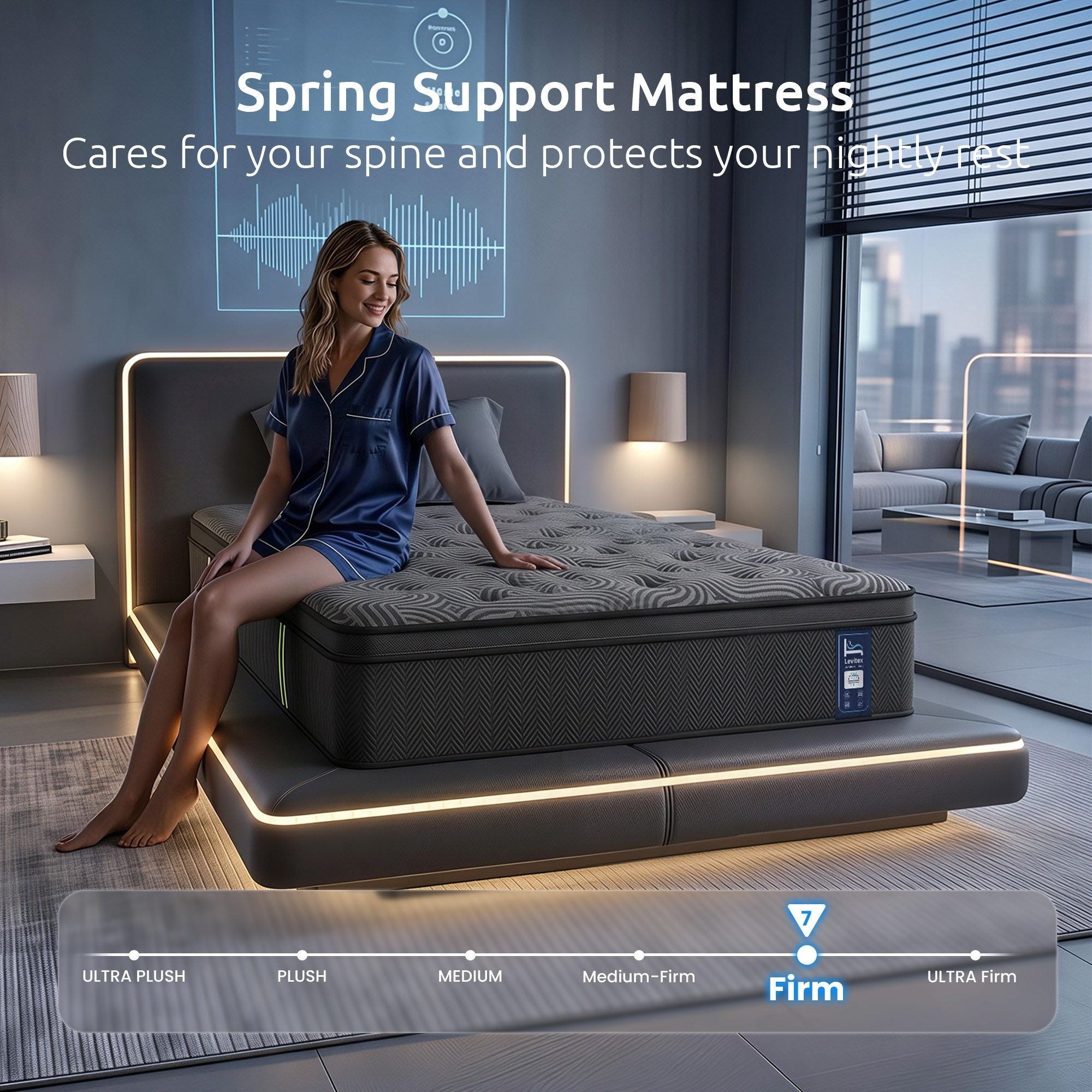 Levitex King Single Mattress 34 cm 5-Zone Pressure Relief Pocket Spring with Reinforced Edge Support & Breathable Gel Memory Foam Hybrid Mattress