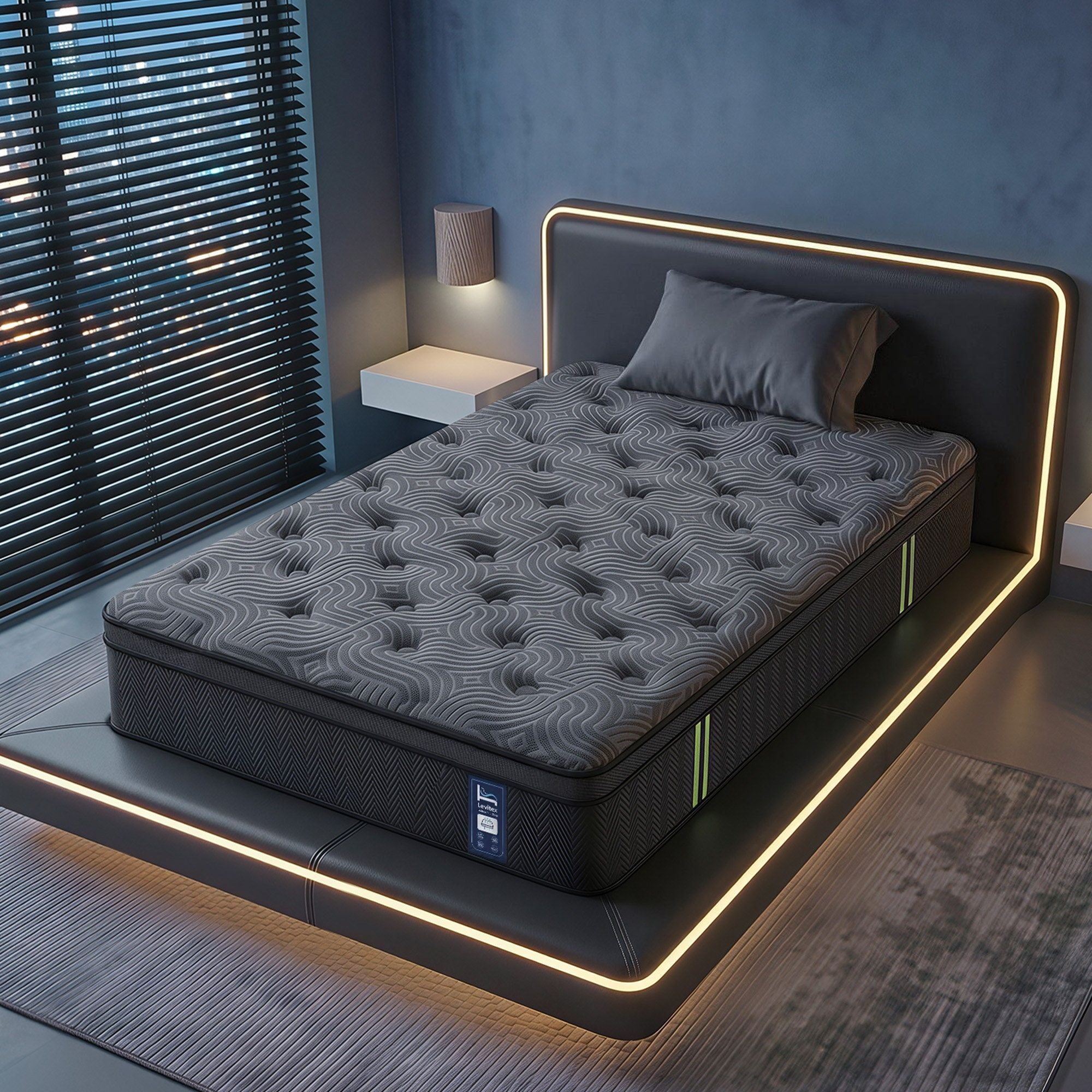 Levitex Single Mattress 34 cm 5-Zone Pressure Relief Pocket Spring with Reinforced Edge Support & Breathable Gel Memory Foam Hybrid Mattress