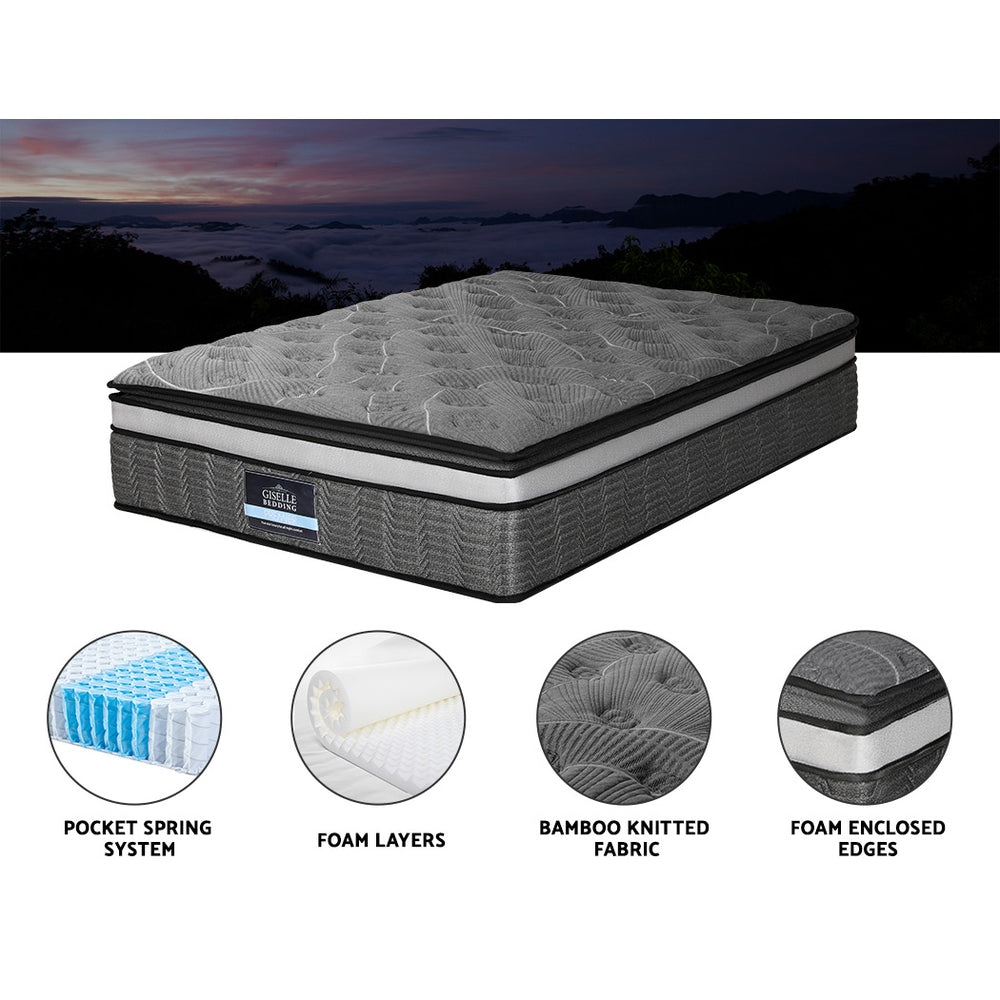 Camille Queen Mattress 34cm Double Layer Pocket Spring Medium Firm