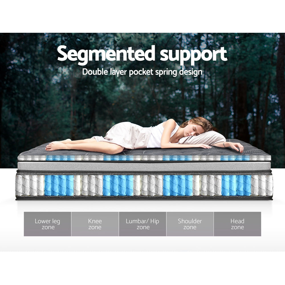 Camille Queen Mattress 34cm Double Layer Pocket Spring Medium Firm