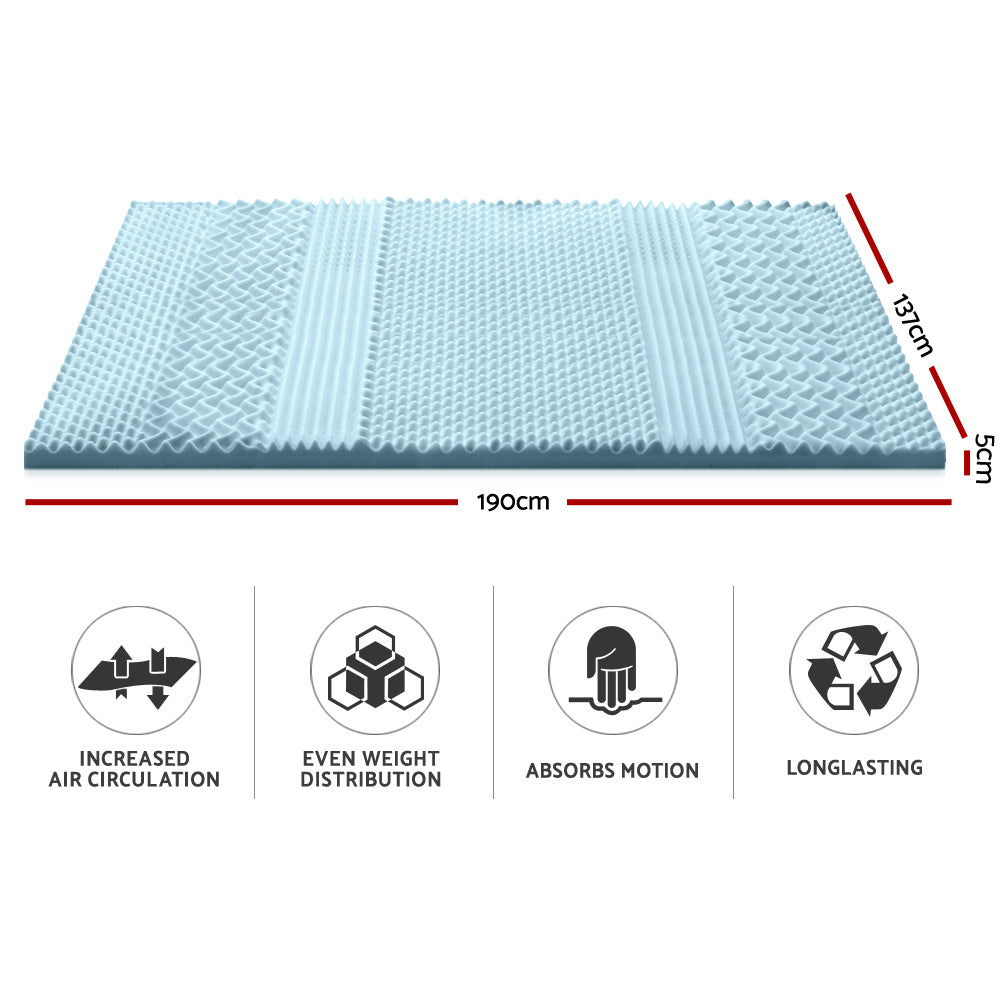 Giselle Double Memory Foam Mattress Topper 7-Zone 5cm