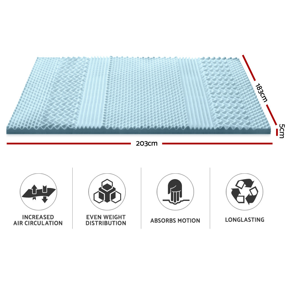 Giselle King Memory Foam Mattress Topper 7-Zone 5cm