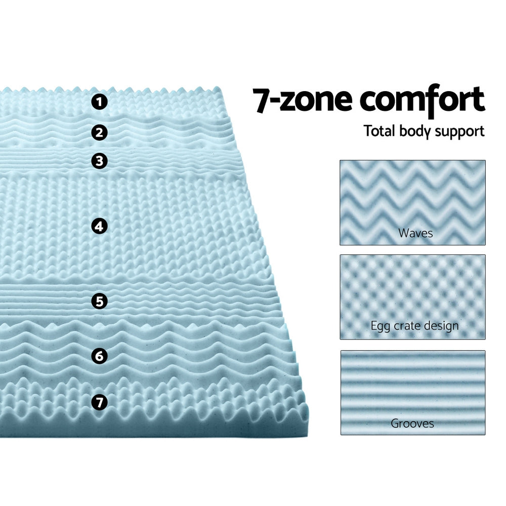 Giselle King Memory Foam Mattress Topper 7-Zone 5cm