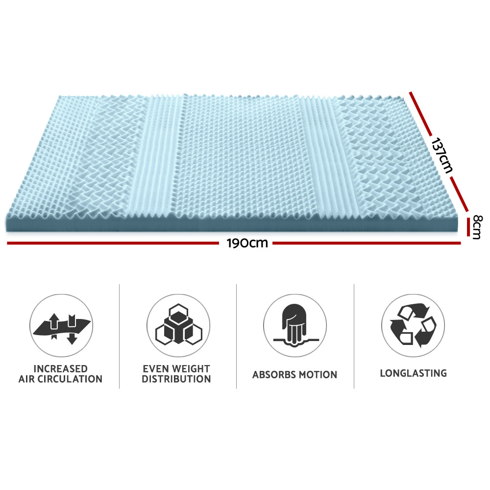 Giselle Double Memory Foam Mattress Topper 7-Zone 8cm