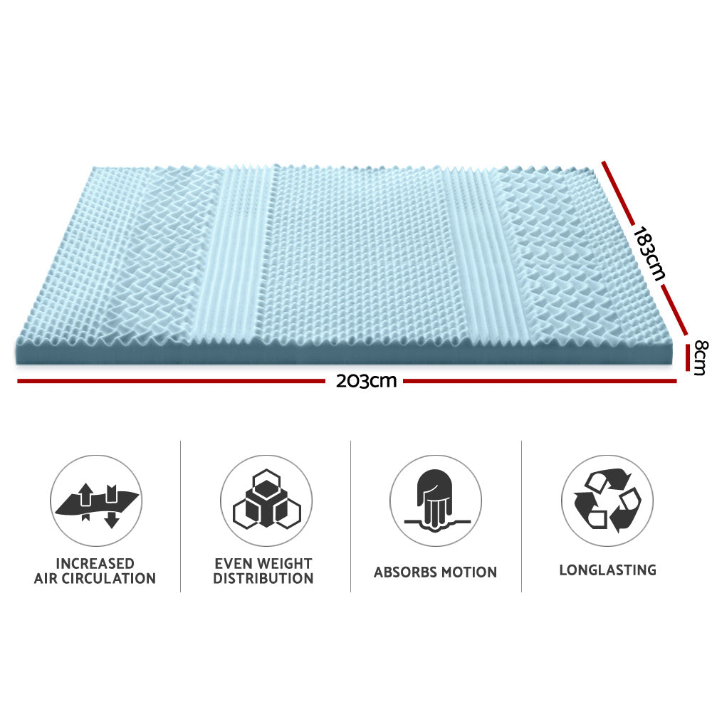 Giselle King Memory Foam Mattress Topper 7-Zone 8cm