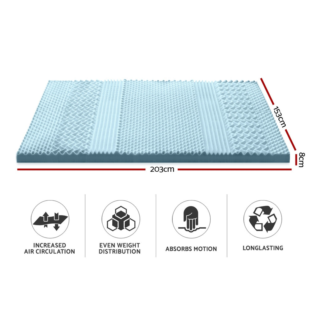 Giselle Queen Mattress Topper Memory Foam 7-Zone 8cm