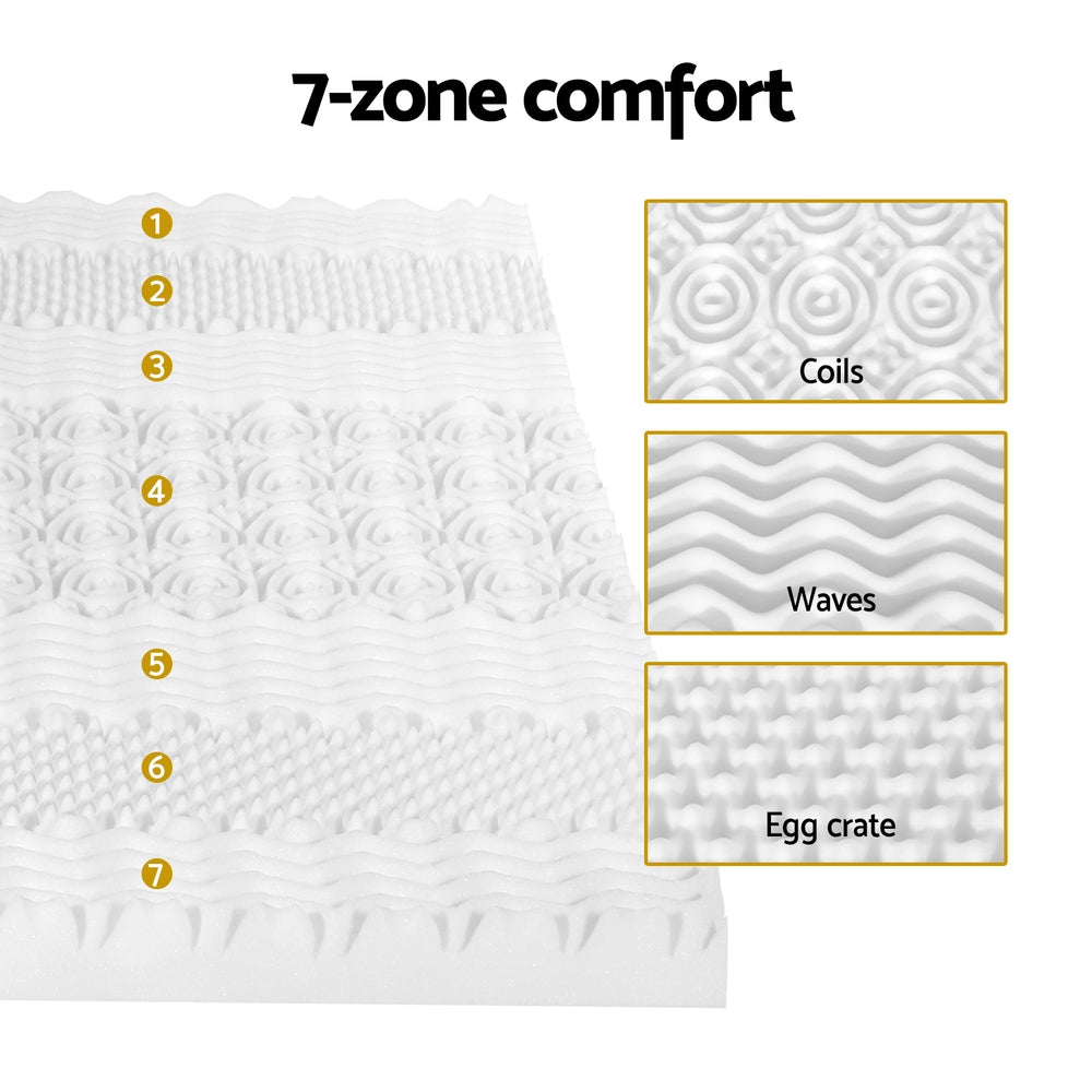 Giselle Double Memory Foam Mattress Topper 7-Zone Airflow 8cm White