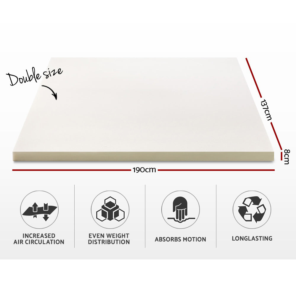 Giselle Double Memory Foam Mattress Topper 8cm