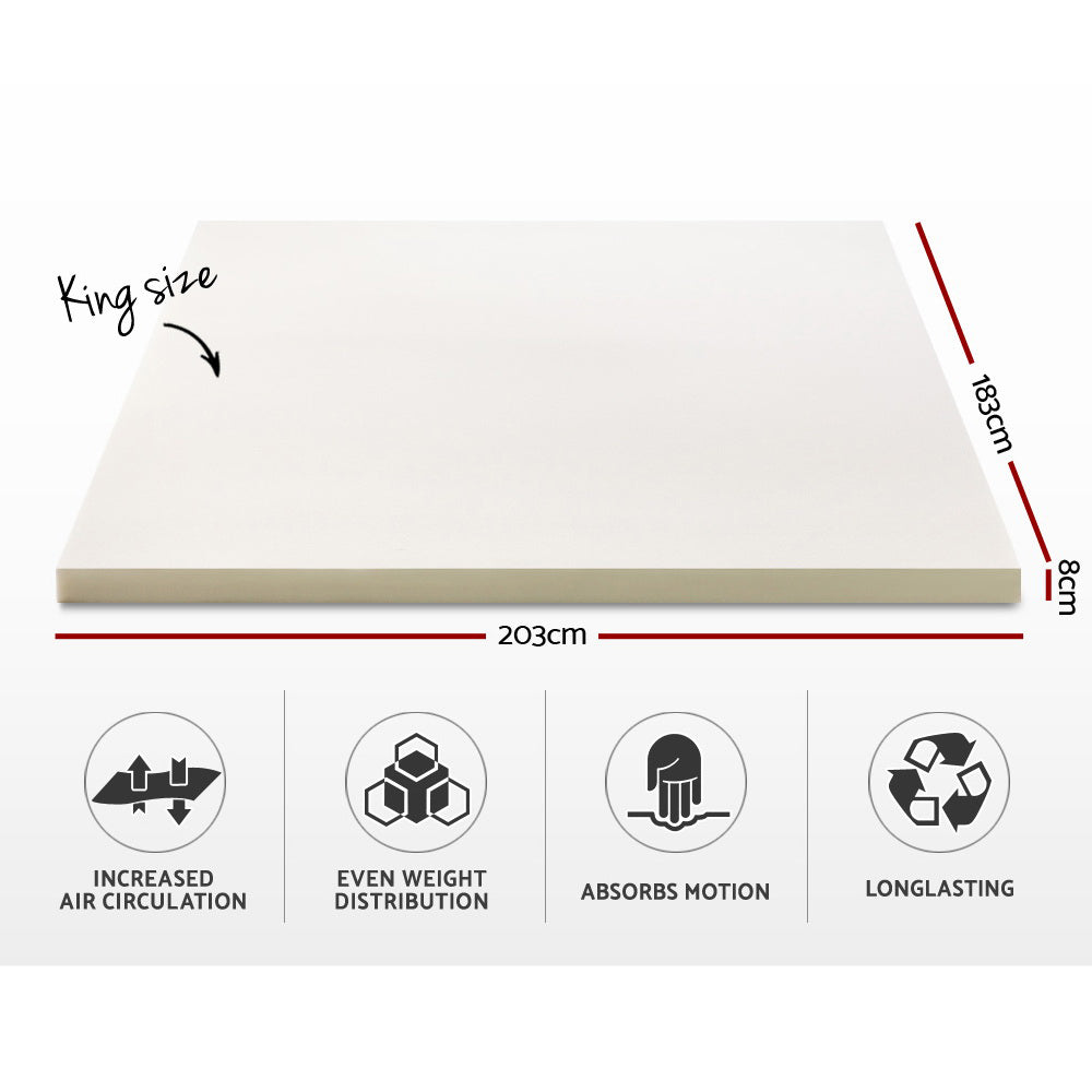 Giselle King Memory Foam Mattress Topper 8cm