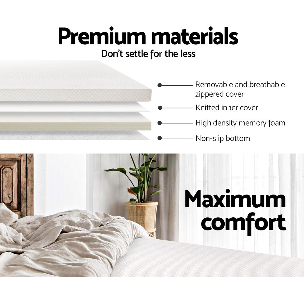Giselle Single Memory Foam Mattress Topper 8cm