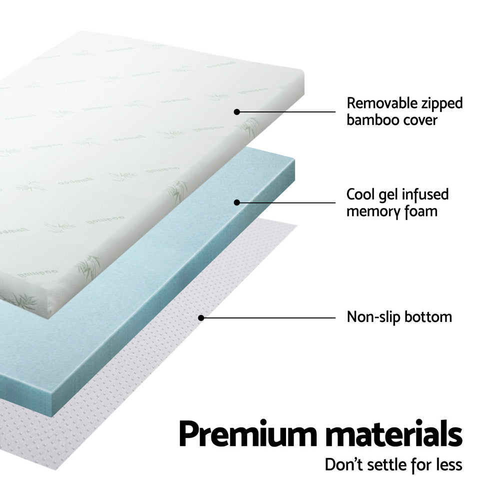 Giselle Double Mattress Topper Memory Foam Cool Gel Bamboo 10cm