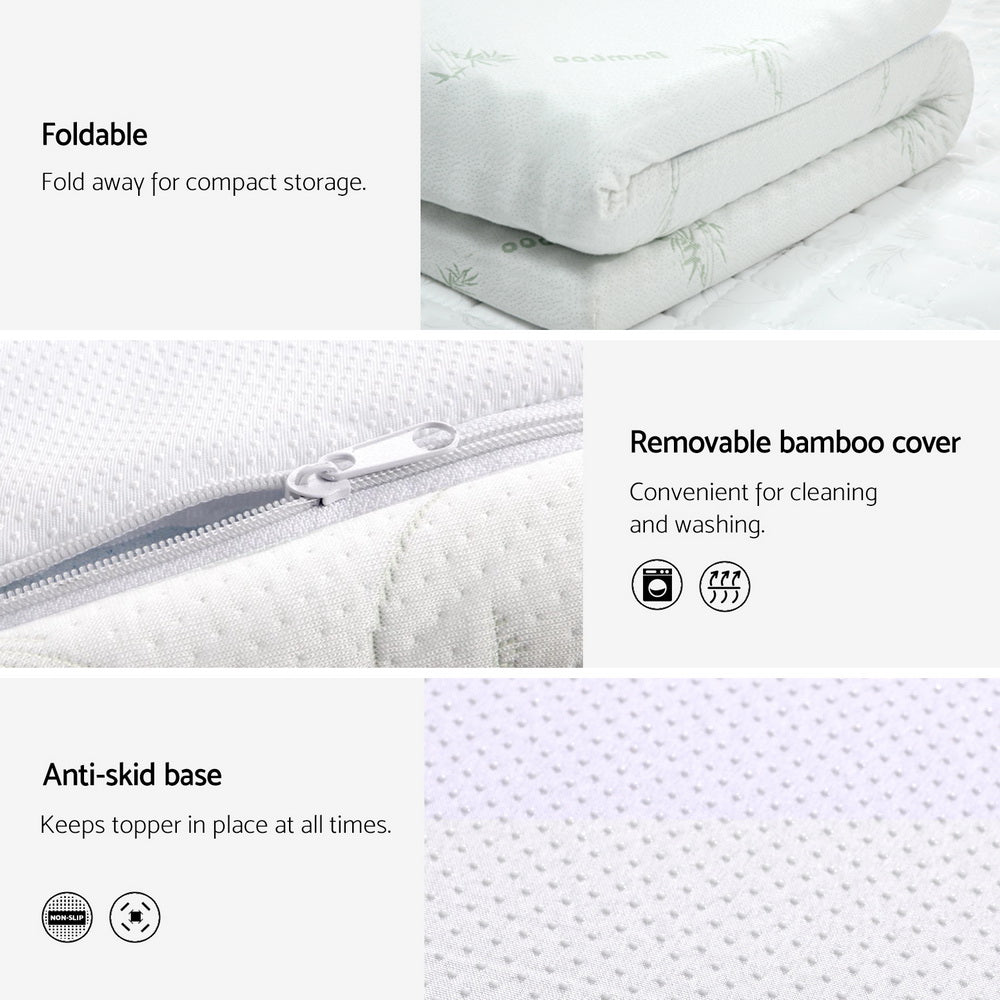 Giselle Double Mattress Topper Memory Foam Cool Gel Bamboo 10cm
