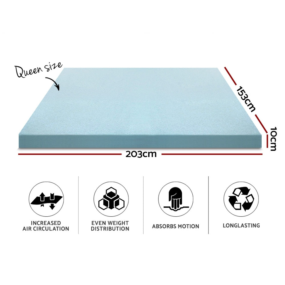 Giselle Queen Mattress Topper Memory Foam Cool Gel 10cm